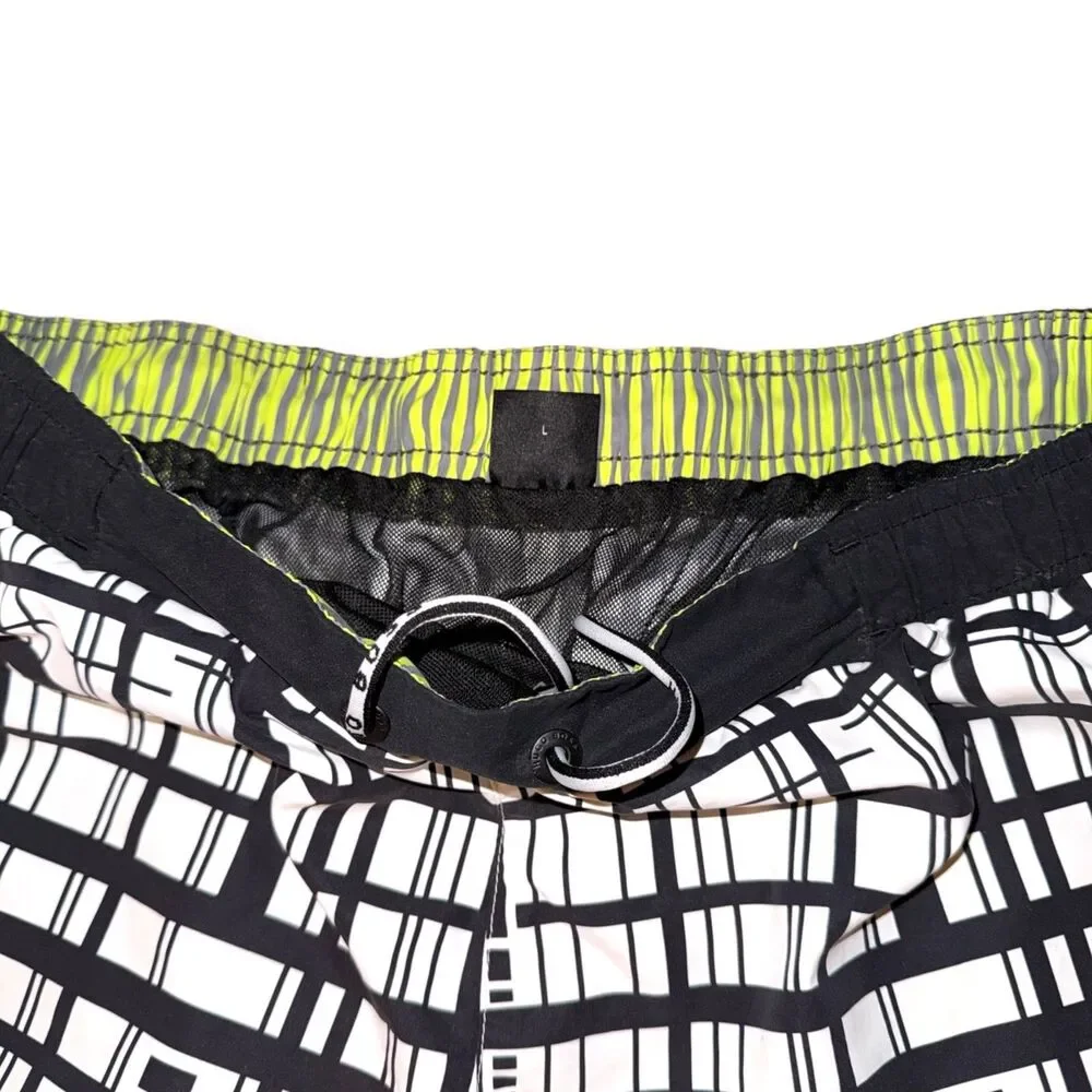 Hugo Boss Vintage Rare Swim Trunk Shorts Bathing Suit Short White Black L